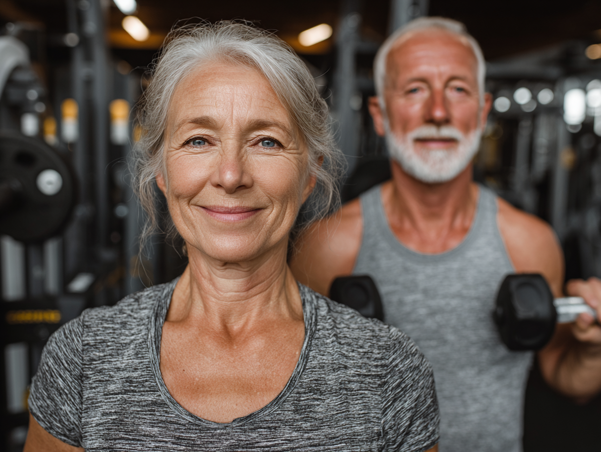 Професійний тренер працює з групою старших людей
